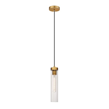Z-Lite Beau Pendant, 1-Light, 4.75 In.W x 12.75 In.H, Rubbed Brass/Clear 740P-RB